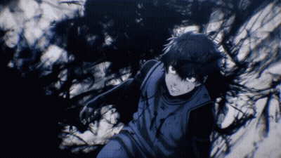 A Black And White Drawing Of A Boy In A Blue Outfit GIF