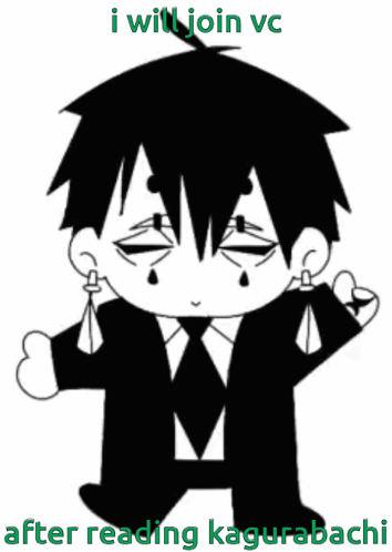 A Black And White Drawing Of A Boy In A Suit With The Words I Will Join Vc After Reading Kagurabachi GIF