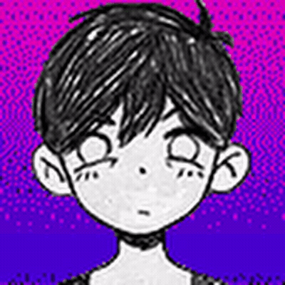 A Black And White Drawing Of A Boy 'S Face With A Purple Background . GIF