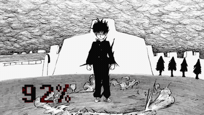 A Black And White Drawing Of A Boy Standing In Front Of A Building With The Number 932 On It GIF