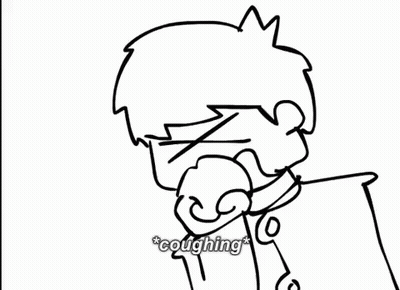 A Black And White Drawing Of A Boy With A Crown On His Head Is Coughing . GIF