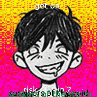 A Black And White Drawing Of A Boy With A Smiley Face On A Colorful Background GIF
