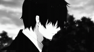 A Black And White Drawing Of A Boy With A Tear Running Down His Face . GIF