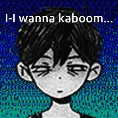 A Black And White Drawing Of A Boy With The Words `` I - I Wanna Kaboom '' Written On It . GIF