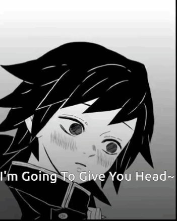 A Black And White Drawing Of A Boy With The Words I 'M Going To Give You Head Below Him GIF