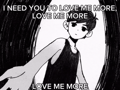 A Black And White Drawing Of A Boy With The Words " I Need You To Love Me More Love Me More " GIF