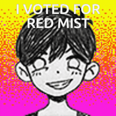 A Black And White Drawing Of A Boy With The Words I Voted For Red Mist Above It GIF