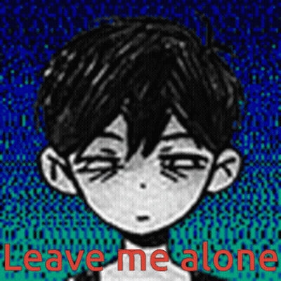 A Black And White Drawing Of A Boy With The Words " Leave Me Alone " Below Him GIF