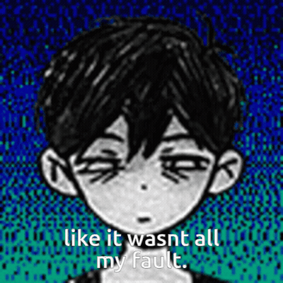 A Black And White Drawing Of A Boy With The Words `` Like It Wasnt All My Fault '' GIF