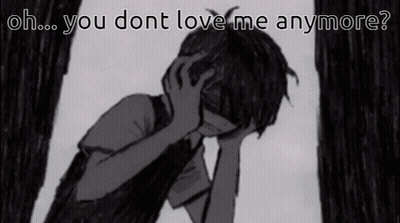 A Black And White Drawing Of A Boy With The Words Oh You Dont Love Me Anymore On The Bottom GIF
