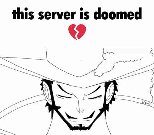 A Black And White Drawing Of A Broken Heart With The Words " This Server Is Doomed " Above It GIF