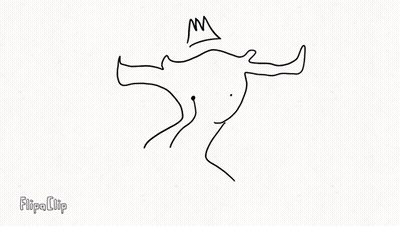 A Black And White Drawing Of A Bull Wearing A Crown GIF