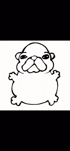 A Black And White Drawing Of A Bulldog Holding A Bar Of Soap GIF