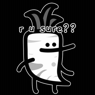 A Black And White Drawing Of A Carrot With The Words Ru Sure On It GIF