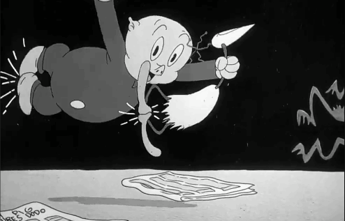 A Black And White Drawing Of A Cartoon Character Holding A Brush And A Piece Of Paper That Says Big Doo GIF