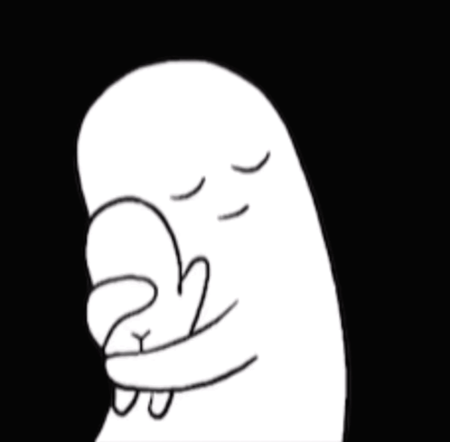 A Black And White Drawing Of A Cartoon Character Hugging Another Character . GIF