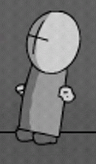 A Black And White Drawing Of A Cartoon Character With A Cross On His Face . GIF