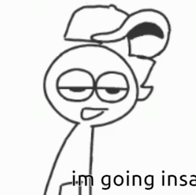 A Black And White Drawing Of A Cartoon Character With A Hat On And The Words `` I 'M Going Ins '' . GIF