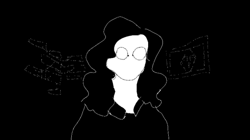 A Black And White Drawing Of A Cartoon Character With A White Face GIF