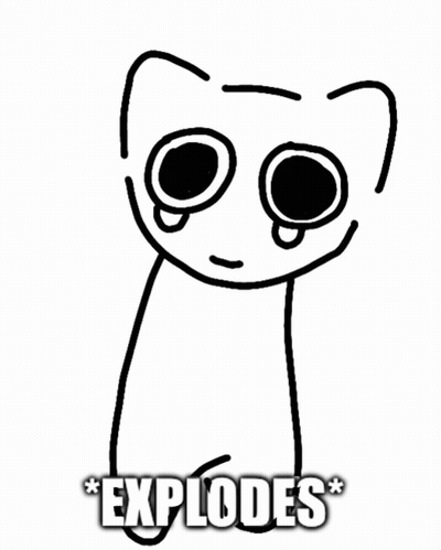 A Black And White Drawing Of A Cartoon Character With The Word Explodes Below It . GIF
