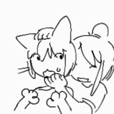A Black And White Drawing Of A Cat And A Woman . GIF