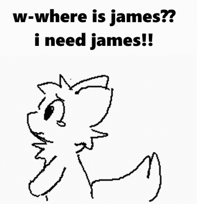 A Black And White Drawing Of A Cat Asking Where Is James . GIF