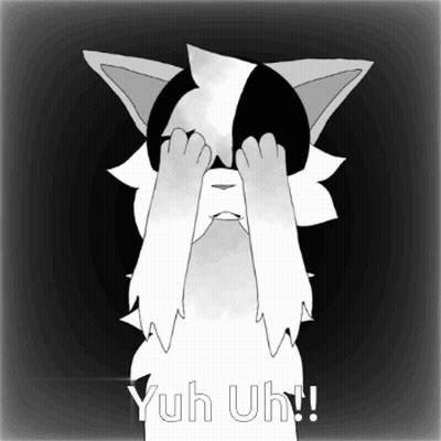 A Black And White Drawing Of A Cat Covering Its Eyes With Its Paws And The Words Yuh Uh Written Below It GIF