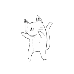 A Black And White Drawing Of A Cat Dancing With Its Paws Up . Sticker