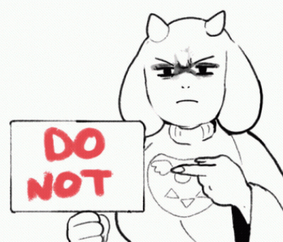 A Black And White Drawing Of A Cat Holding A Do Not Sign GIF