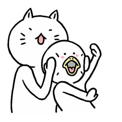 A Black And White Drawing Of A Cat Holding A Duck 'S Head . Sticker