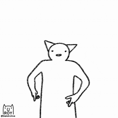 A Black And White Drawing Of A Cat Making A Gun Sign GIF