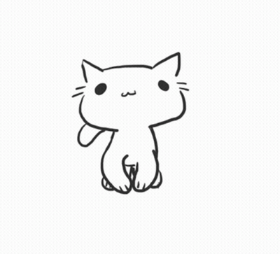 A Black And White Drawing Of A Cat On A White Background . GIF