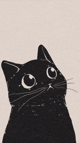 A Black And White Drawing Of A Cat 'S Face GIF
