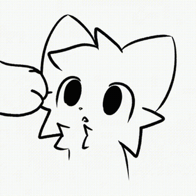 A Black And White Drawing Of A Cat 'S Face With A Hand Touching It . GIF