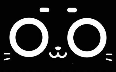 A Black And White Drawing Of A Cat 'S Face With A Smiley Face GIF