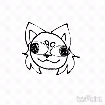 A Black And White Drawing Of A Cat 'S Face With Glasses GIF