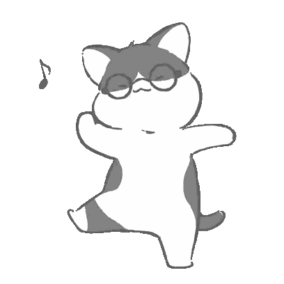 A Black And White Drawing Of A Cat Wearing Glasses And Dancing Sticker