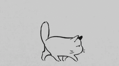 A Black And White Drawing Of A Cat With A Sad Face . GIF