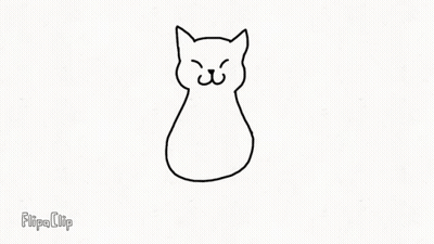 A Black And White Drawing Of A Cat With Horns On Its Head GIF