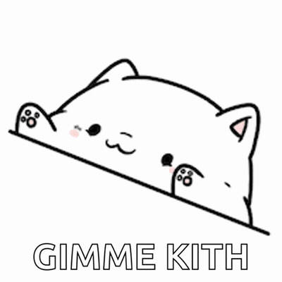 A Black And White Drawing Of A Cat With The Words Gimme Kith Above It GIF