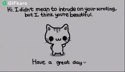 A Black And White Drawing Of A Cat With The Words Have A Great Day GIF