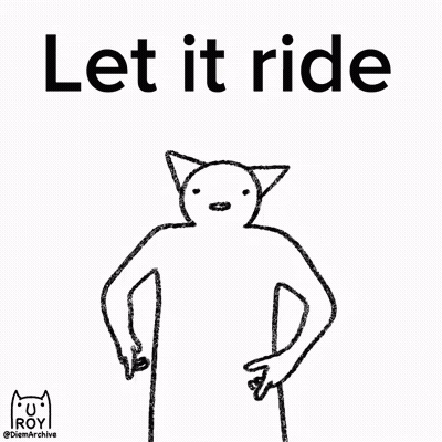 A Black And White Drawing Of A Cat With The Words Let It Ride Written Above It GIF