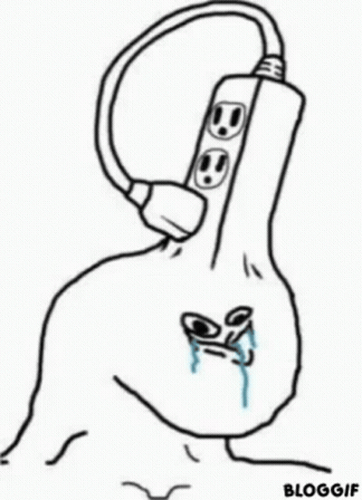 A Black And White Drawing Of A Chicken With A Plug Coming Out Of It . GIF