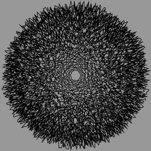 A Black And White Drawing Of A Circle On A Gray Background GIF