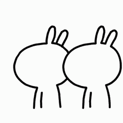 A Black And White Drawing Of A Couple Of Rabbits Kissing Each Other . GIF