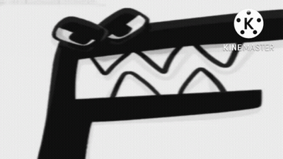 A Black And White Drawing Of A Crocodile With Sharp Teeth And A K Logo In The Corner GIF