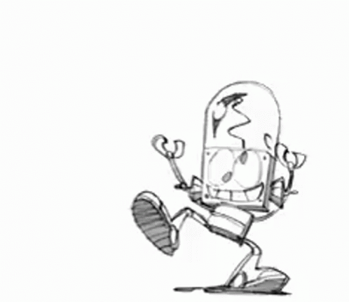 A Black And White Drawing Of A Cube With A Speech Bubble Coming Out Of It . GIF