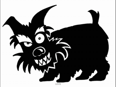 A Black And White Drawing Of A Dog With The Word Love Underneath GIF