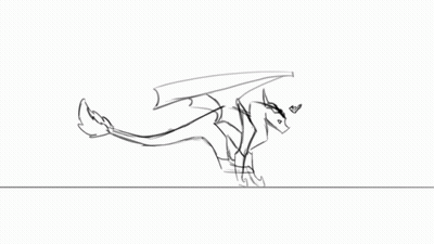 A Black And White Drawing Of A Dragon With Horns And Wings GIF