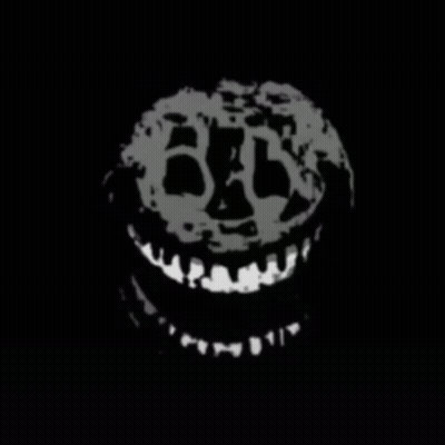 A Black And White Drawing Of A Face With A Smile GIF
